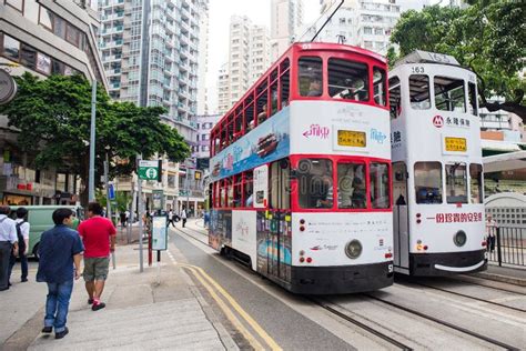 Hong Kong Sar September 22 2017 Double Decker Tram On The