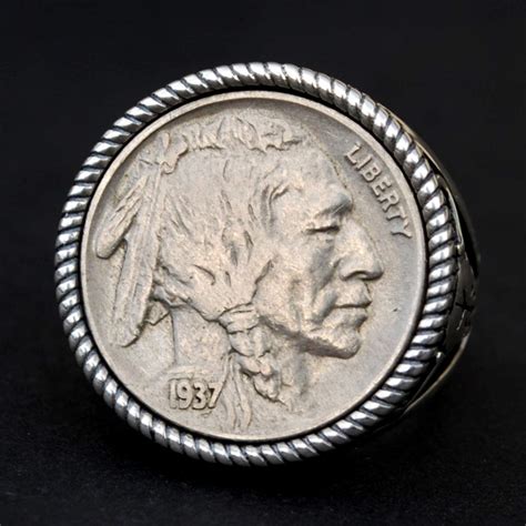 Us 1937 Indian Head Buffalo Nickel Au Coin 925 Sterling