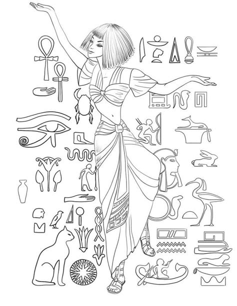 Desenhos De Uma Garota Do Antigo Egito Para Colorir E Imprimir The