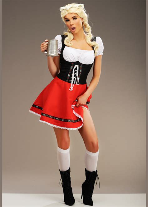 Womens Red Bavarian Oktoberfest Costume