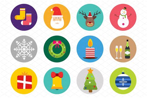 Christmas Vector Icons Set Custom Designed Illustrations ~ Creative