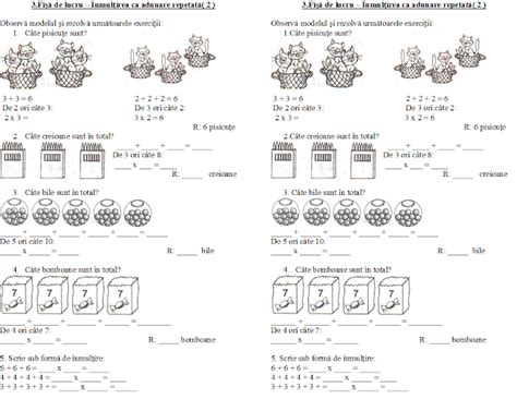 Fise De Lucru Clasa 3 Matematica Inmultirea