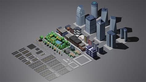 3d Model Simple City Low Poly 3d Asset Vr Ar Low Poly Cgtrader