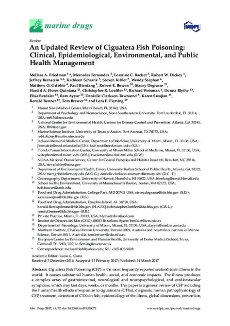 Pdf An Updated Review Of Ciguatera Fish Poisoning Clinical