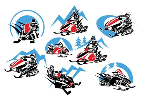 Set Of Winter Snowmobile Logo Emblems Badges And Icons 137994 Vector