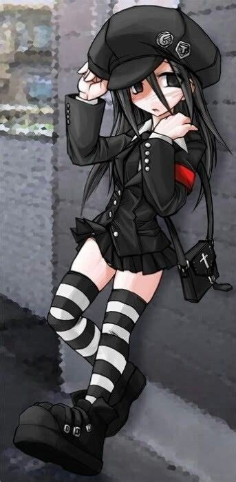 Cute Anime Girl Leaning Against A Wall Gothic Anime Emo Princess Emo