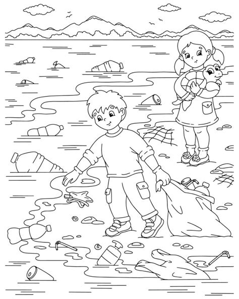 Children Clean Up The Ocean Coast From Garbage The Problem Of Ecology