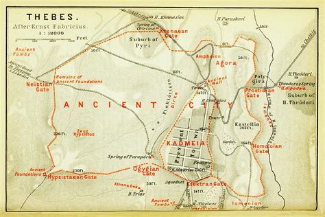 Vintage Map Of Thebes Egypt 1894 Cartographyassociates 