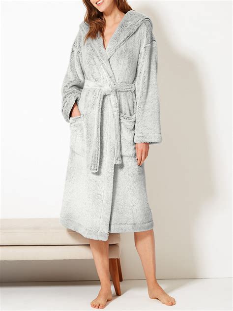 Marks And Spencer Mand5 Grey Fleece Hooded Dressing Gown Size 68