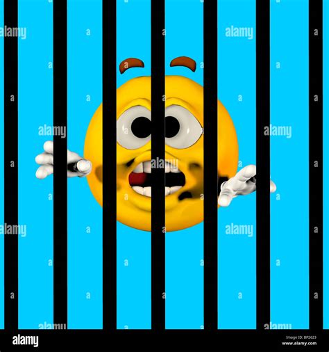 Emoticon Trapped Behind Bars Stock Photo Alamy