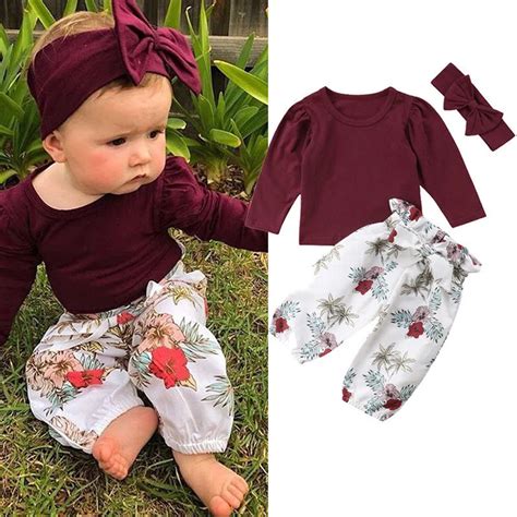 New Newborn Baby Infant Girls Floral Clothes Tops T Shirts Long Sleeve