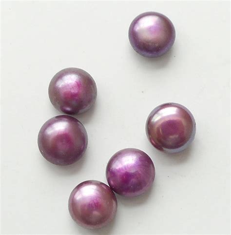 4pcs 9 10mm Half Drilled Purple Button Pearls Fresh Water Etsy