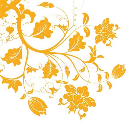 Orange Flower Pattern Silhouette Stock Illustration Illustration Of
