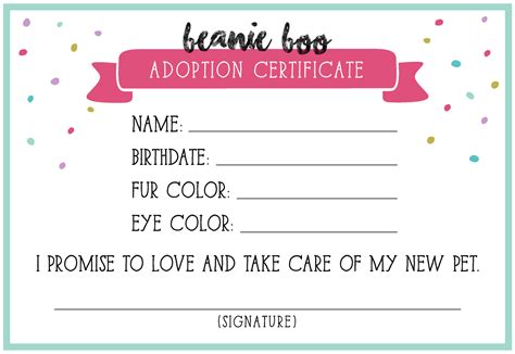 Toy Adoption Certificate Template Templates Example Templates Example