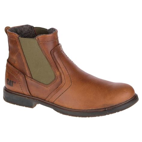 Caterpillar Mens Armitage Brown Sugar Leather Wide Fit Casual Chelsea Boots