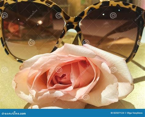 Vintage Sunglasses And Rose Stock Photo Image Of Vintage Plant 82507124
