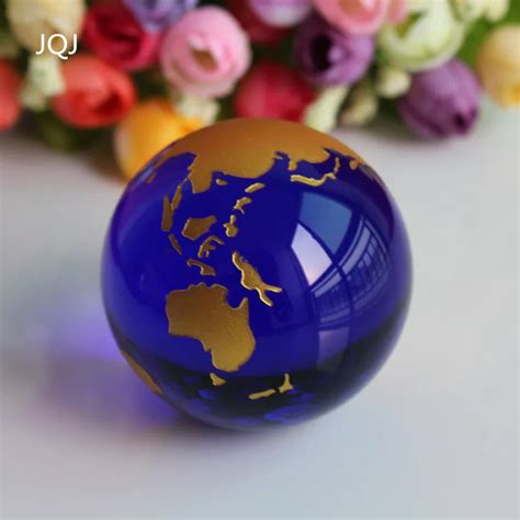 Jqj Crystal Glass Marbles Earth Globe World Map Feng Shui Quartz