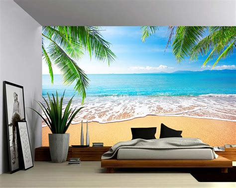 Palm And Tropical Beach Large Wall Mural Self Adhesive Vinyl