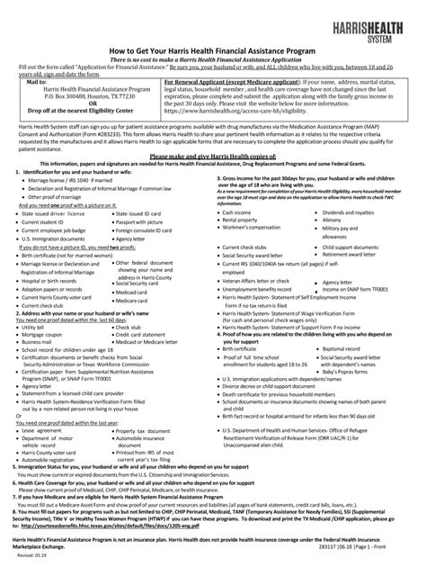 Harris Health System Statement Of Self Employment Income Form