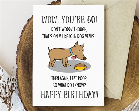 Funny 60th Birthday Card Printable Dog Lover Birthday Card Etsy Canada