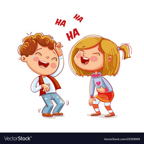 Children Laugh Fun Funny Cartoon Character Vector Image