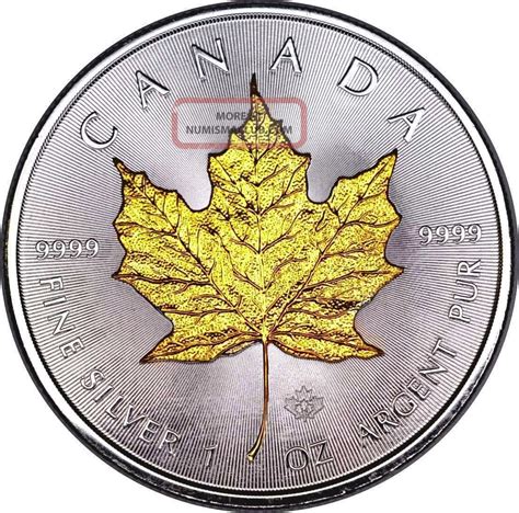 2014 Canada Maple Leaf 9999 1 Oz Silver And 24k Gold Gilded Edition
