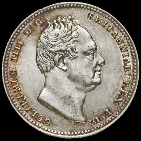 1836 William Iv Milled Silver Shilling Aunc