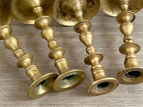 Antique Brass Candlestick Set Heavy Solid Brass Candle Holders