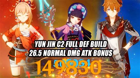 Yun Jin C2 Full Def Build 265 Normal Dmg Atk Bonus Yoimiya And Childe