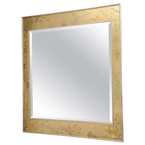Reverse Painted Glass Frame Mirror By La Barge At 1stdibs