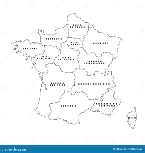 France Regions Black Outline Map Vector Map French Regions Stock My