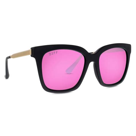 bella square sunglasses matte black and pink mirrored sunglasses diff eyewear