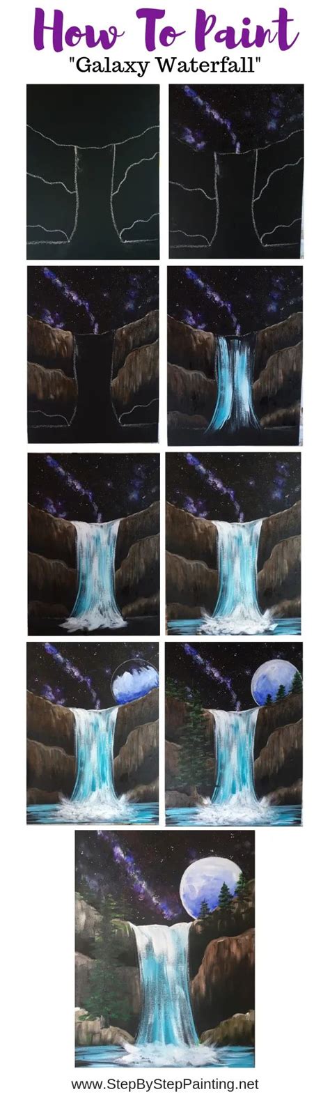 The Steps To Paint Waterfall With Blue Water