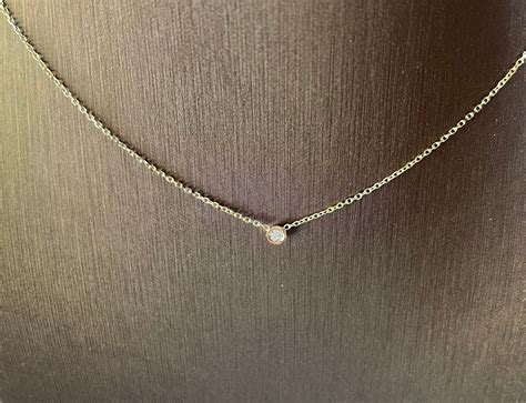 Mini Diamond Necklace Diamond Solitaire Necklace 003ct Etsy