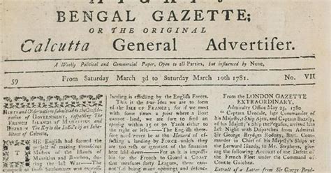 Hickys Bengal Gazette Indias First Sensational Newspaper