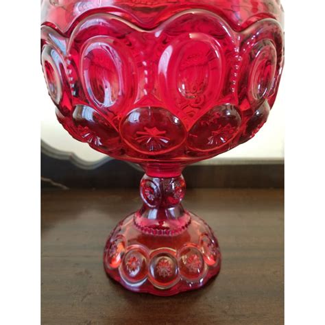 Vintage Smith Glass Pressed Ruby Moon And Stars Compote With Lid Chairish Glass Collection