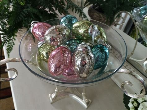 Set Of 12 Mercury Glass Egg Ornaments
