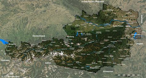Detailed Satellite Map Of Austria With Cities Austria Detailed