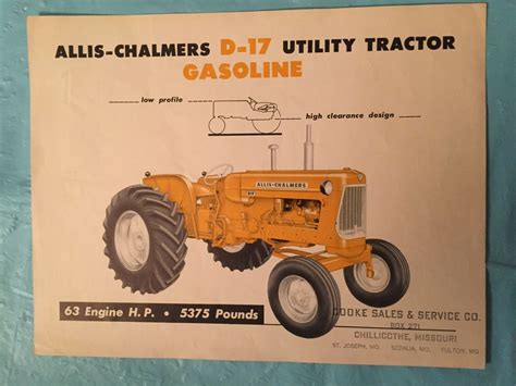 C1962 Allis Chalmers D 17 Gasoline Utility Tractor Dealer Sales