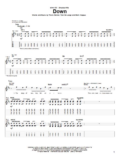 Down By Blink 182 Guitar Tab Guitar Instructor