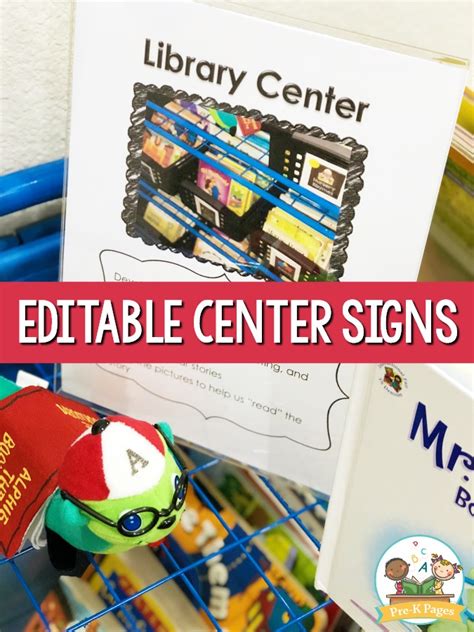 Editable Center Signs For Preschool Pre K And Kindergarten