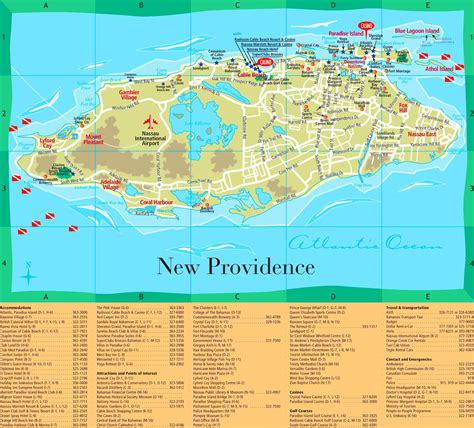 New Providence Hotels And Tourist Attractions Map