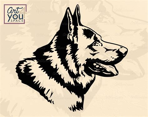 German Shepherd Svg Png Dxf Dog Face Clipart Download Vector Cricut