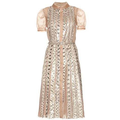 Valentino Silk And Snakeskin Belted Dress Valentino Is Known For
