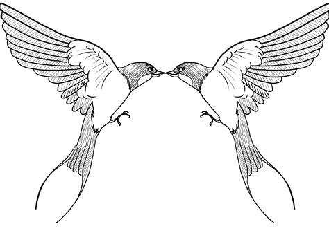 Coloring Page Of Couple Of Swallows In Love