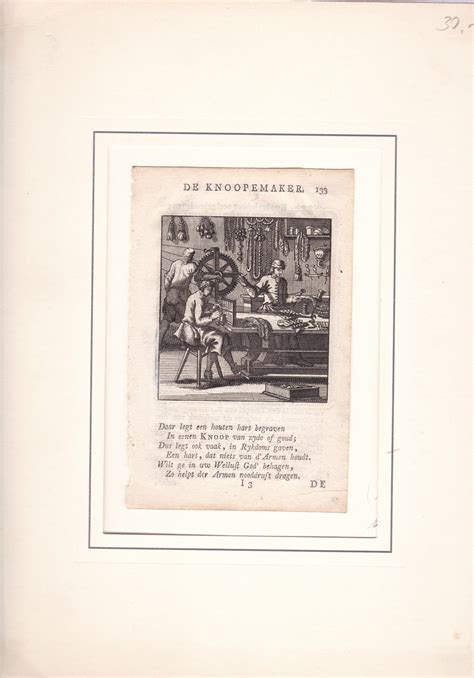 De Knoopemaker Der Knopfmacher Original Kupferstich Aus Spiegel Van