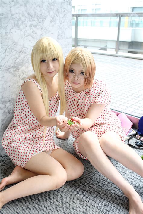 Safebooru Amamiya Laiko Ana Coppola Blonde Hair Cosplay Dress Glasses Ichigo Mashimaro Mamiya