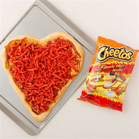 Turn Up The Heat This Valentines Day With A Flamin Hot Cheetos Pizza Recipe Brit Co