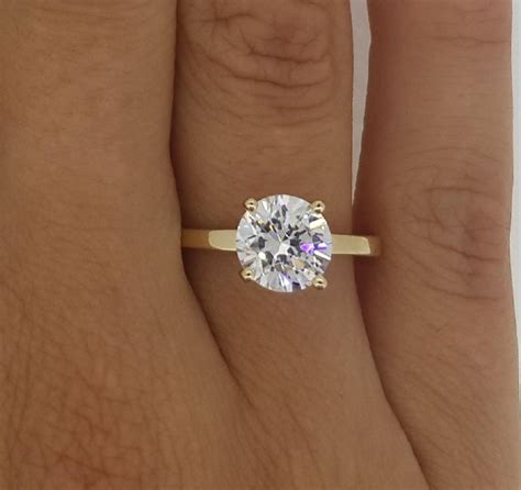 1 75 Ct Classic 4 Prong Round Cut Diamond Engagement Ring SI1 D Yellow