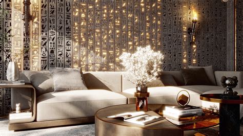 Artstation Modern Living Room With Ancient Egyptian Style